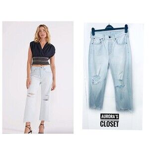 Etica 25 Light Wash Jeans Altin Lose Fit Raw Hem Holes $192